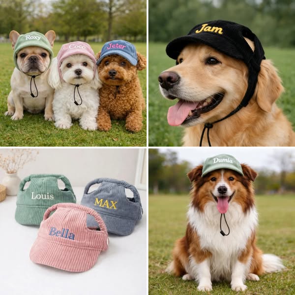 Personalized Embroidery Corduroy Adjustable Pet Pet Baseball Cap