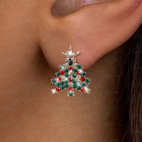 Colorful Christmas Tree Lab-created Sapphire Drop Earrings