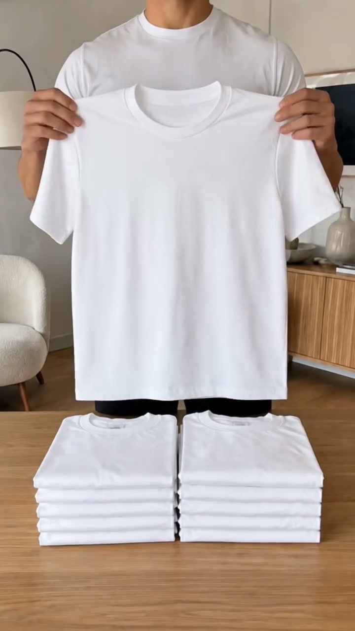 Classic Black Crew Neck Tee For Men, Breathable Short‑Sleeve Top