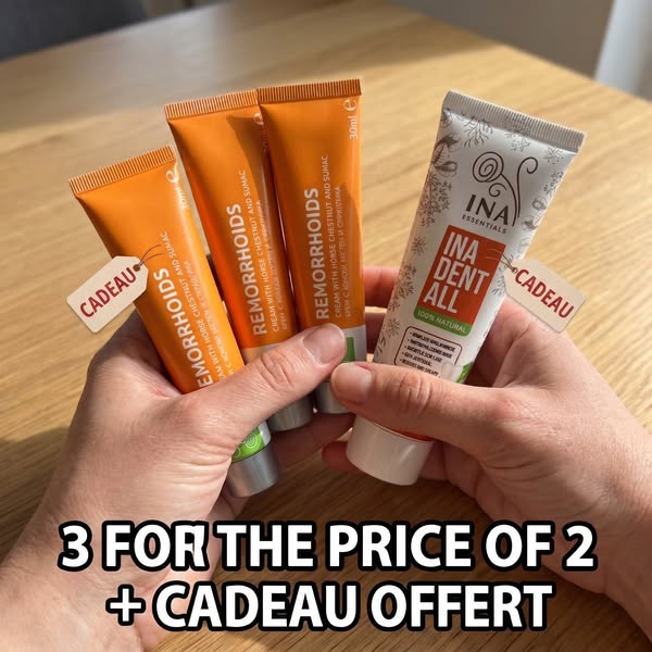 2 crèmes jambes achetées, la 3e offerte et le dentifrice offert