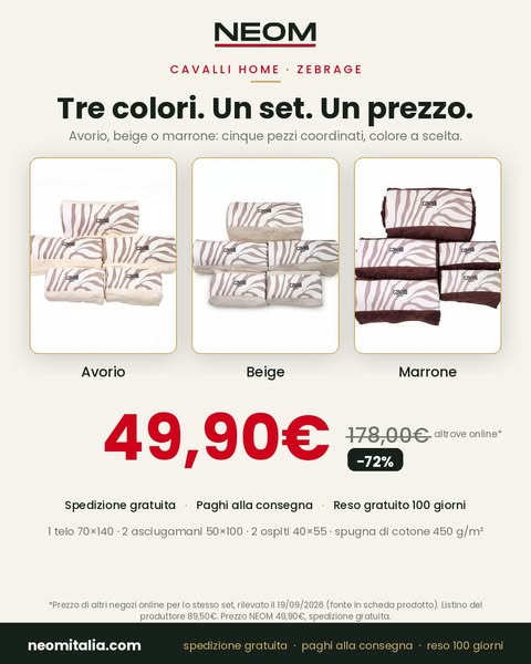 Set bagno 5 pezzi Cavalli Home a 49,90 €