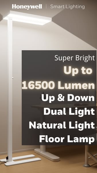 Honeywell 02E Series Reading Floor Lamp, Best Home Office Bright Eye Protection Light