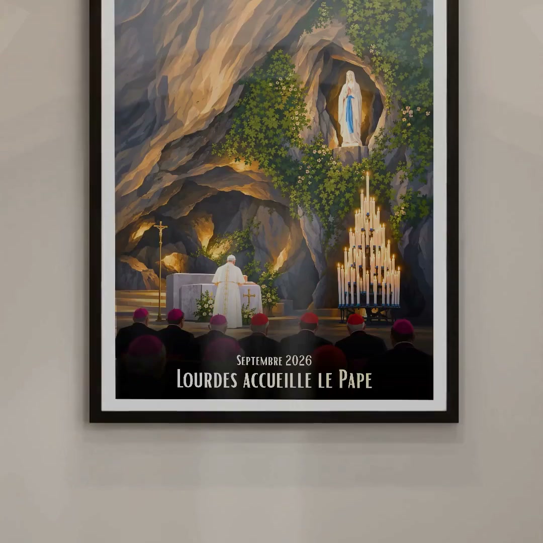 Affiche Lourdes accueille le souverain pontife
