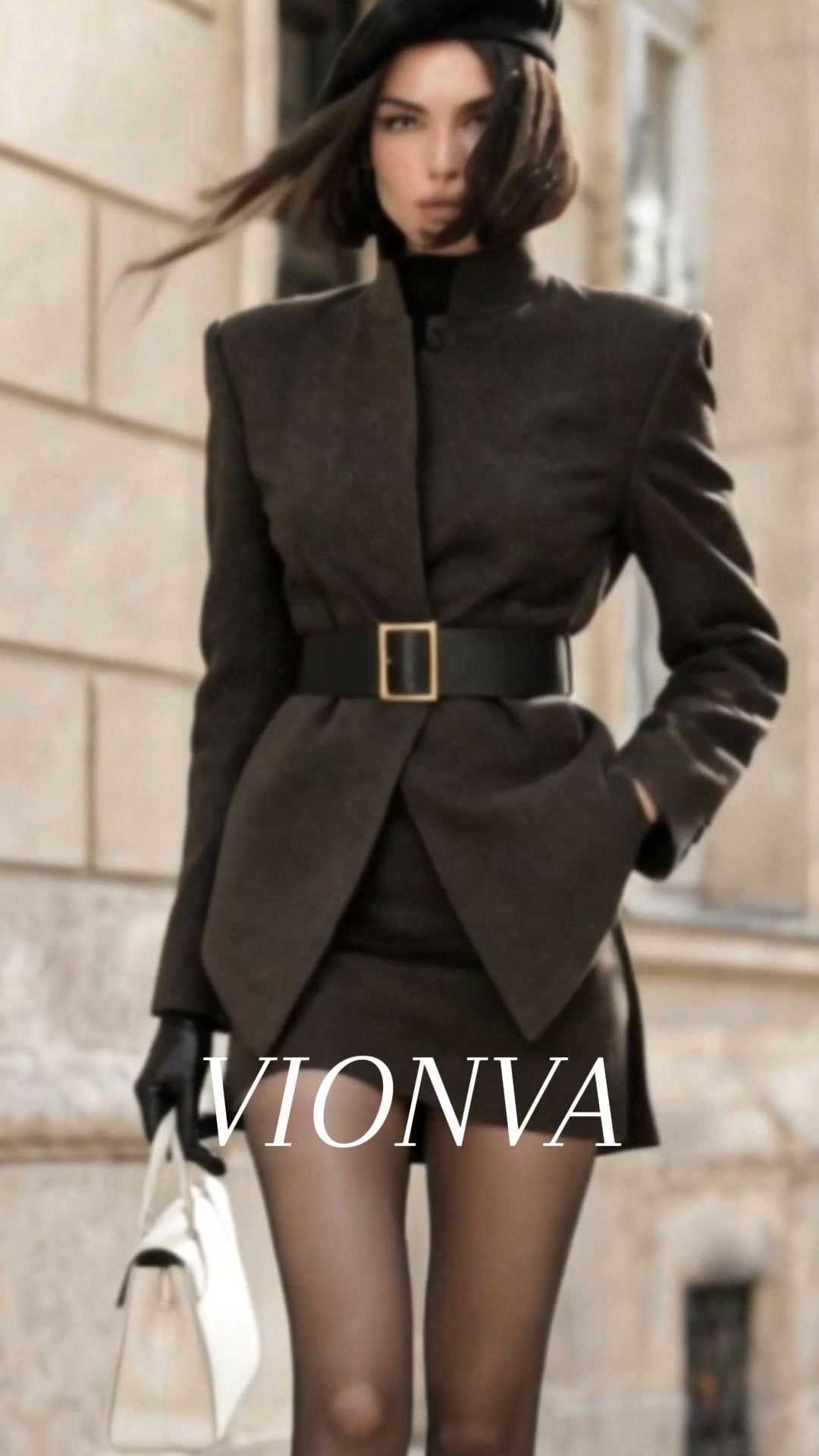 Vintage Buckle-Strap Colorblock Dress