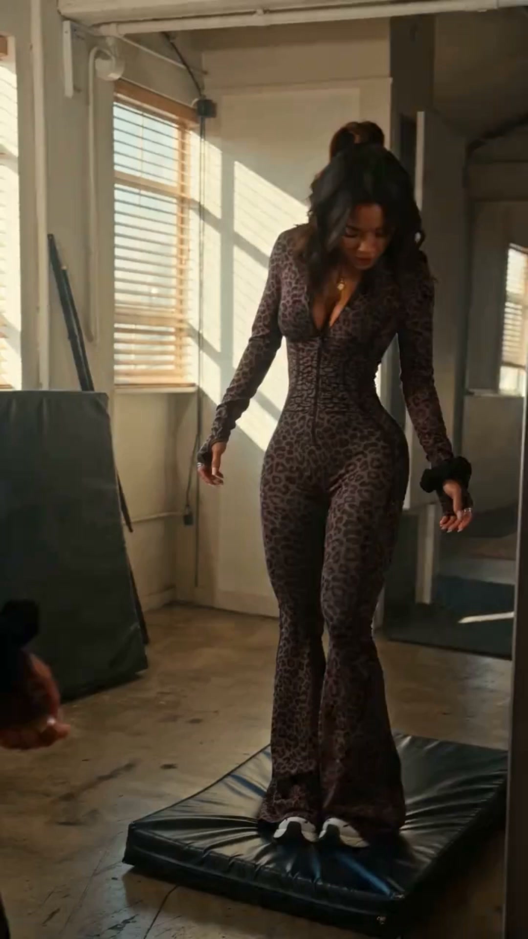 The Elara Leopard Zip Flare Active Jumpsuit