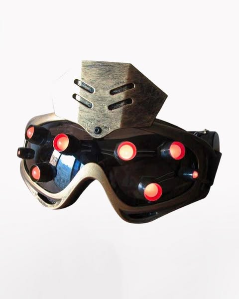 Cyberpunk Futuristic Goggles And Mask (Sold Separately) - Gold / Goggle#Red