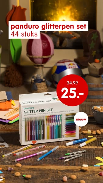 Nieuw: glitterpen set voor €25