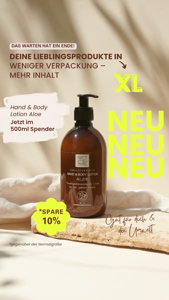 NEU: XL-Größe BIO-Hand & Body Lotion Aloe