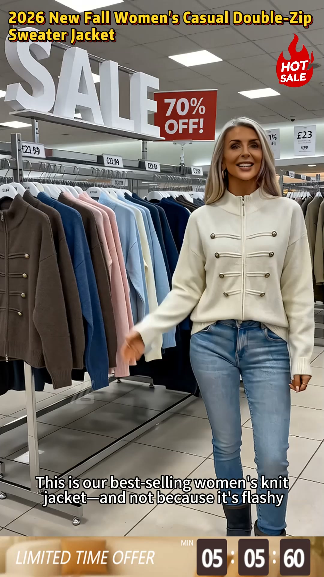 LAST DAY SALE ONLY￡24.99! Effortless Elegance | Women's Casual Double Zipper Sweater Jacket