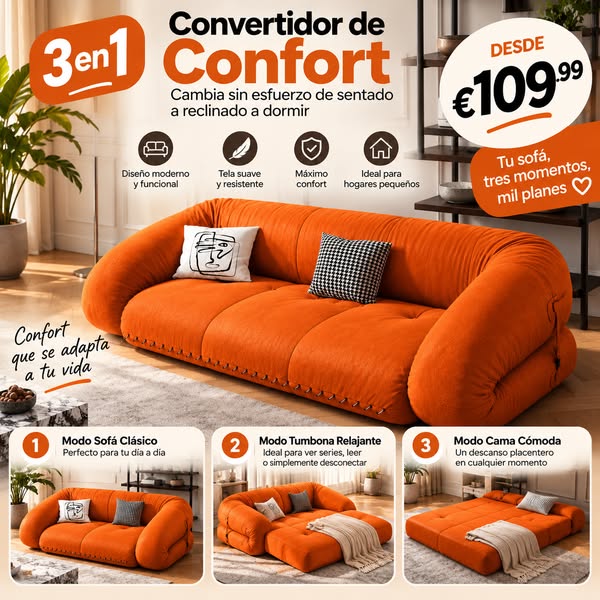 Sofá Cama 3 en 1 Plegable