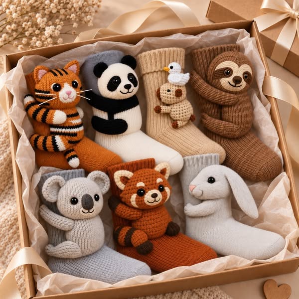 Last Day Sale 49% OFF Cosy 3D Knit Animal Socks, Cute & Comfy for You or a Lovely Gift