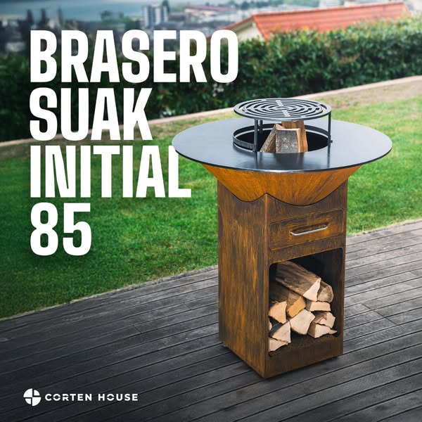 Brasero Corten House Suak Initial 85cm en acier corten