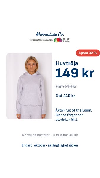 Huvtröja för 149 kr – endast i oktober