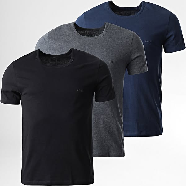 BOSS - Conjunto de 3 t-shirts clássicas 50475284 Preto Marinho Carvão Cinzento