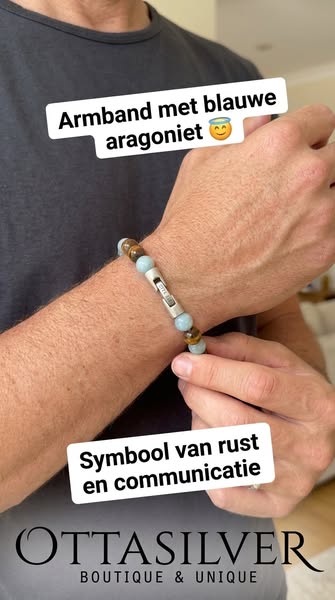 Kralenarmband met blauwe aragoniet