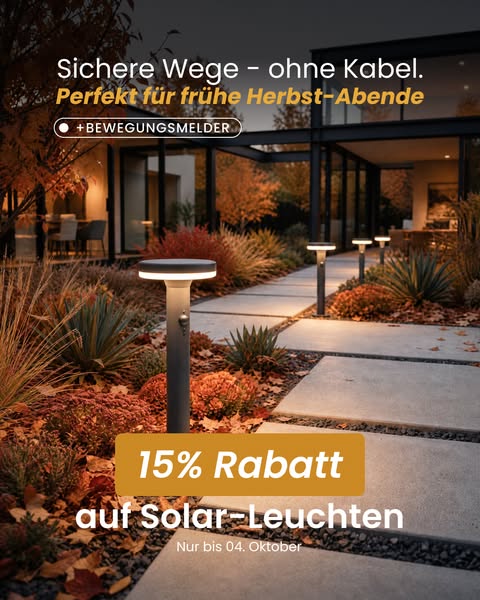 15% auf alle Solar-Leuchten