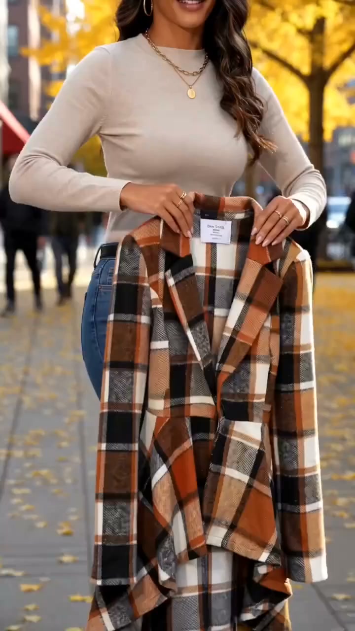 Plaid High-Low Coat for Work & Weekend – Effortless Chic