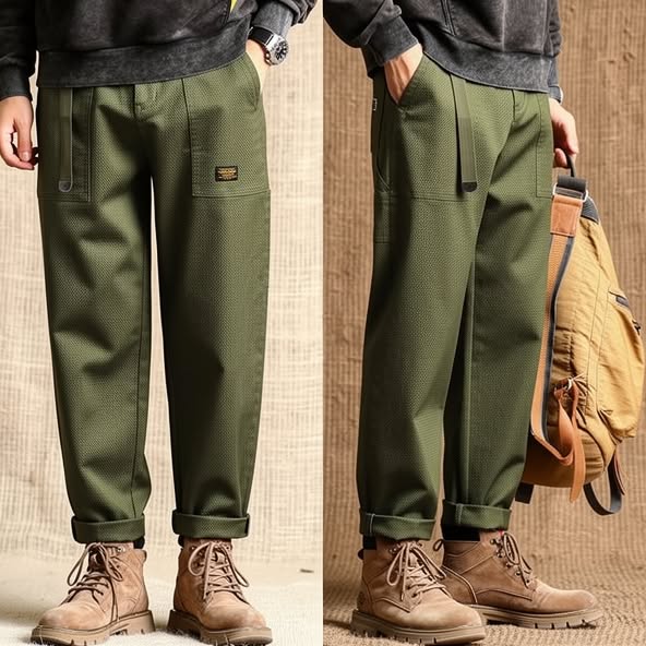 Pantalon utilitaire décontracté homme d’inspiration vintage