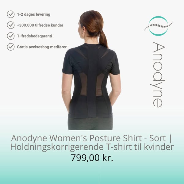 Anodyne Women's Posture Shirt - Sort | Holdningskorrigerende T-shirt til kvinder