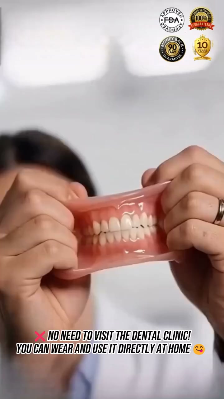 Tired of loose dentures and messy glue? Get a secure, natural smile right at home—no dental visits required!