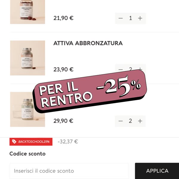 25% su tutto il sito