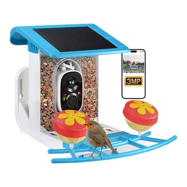 €59.99|Blinkit Smart Bird Feeder with AI Camera: 1.2L Capacity, 4400mAh Battery, Color Night Vision & Two-Way Audio for Bird Watching