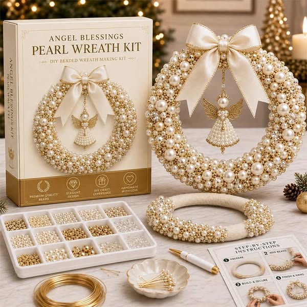 DIY Christmas Pearl Wreath Kit — A Mini Wreath You Build Bead by Bead | A Handmade Keepsake Worth Making: Hang It, Gift It, Treasure It