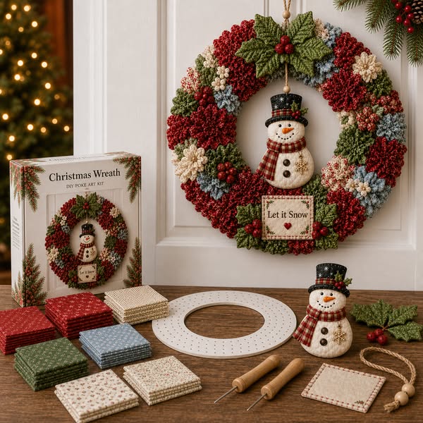 3D Fabric Poke Wreath DIY Kit - Merry Christmas Tree