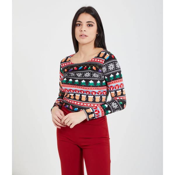 Maglia natalizia con scollo tondo