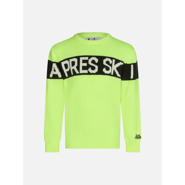 Fluo yellow Douglas Ski sweater with Apres Ski lettering