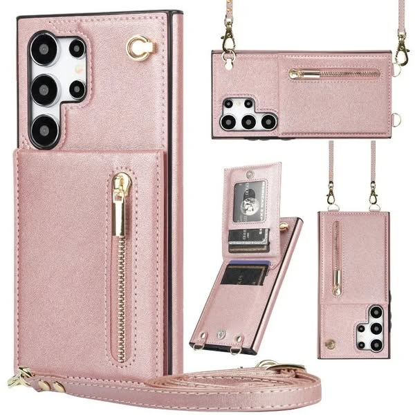 Leather Zipper Cardholder Crossbody Case