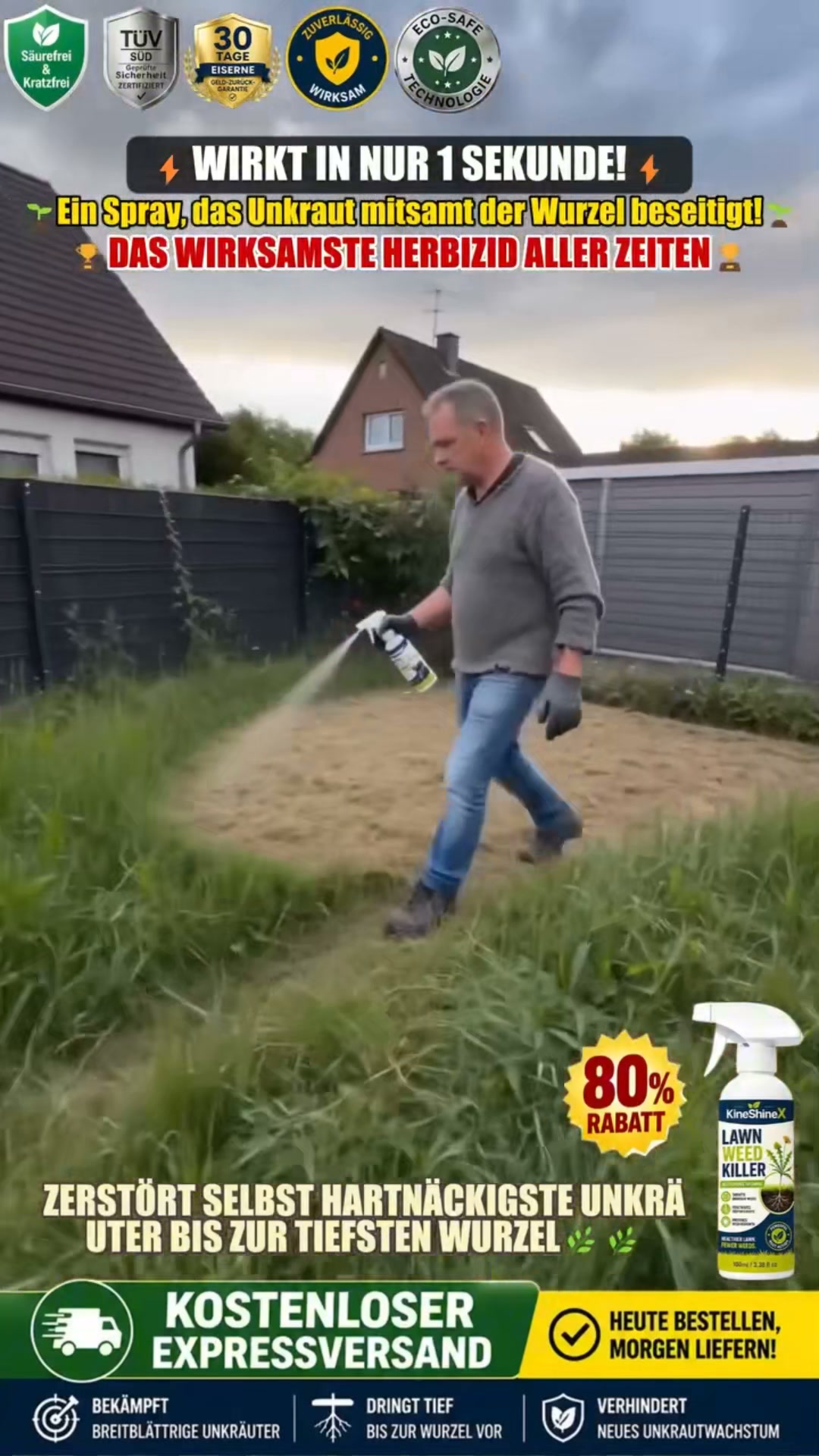 Schnell wirkendes Unkraut- und Bambus-Entfernungsspray, eine Anwendung, 5 Jahre unkrautfrei!