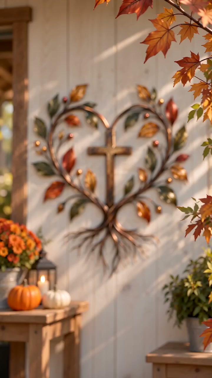 Cross Tree of Life Fall Metal Wall Decor
