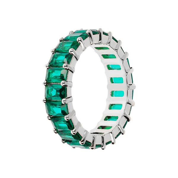 Anello Baguette con Grandi Zirconi Bianchi