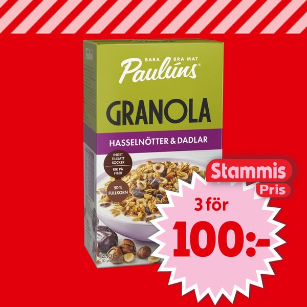 Granola Hasseln&Dadlar 450g Pauluns