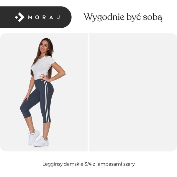 Legginsy damskie 3/4 z lampasami szary