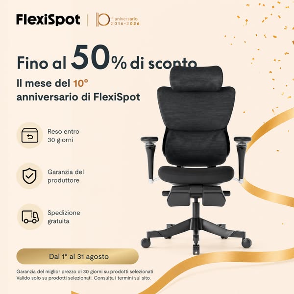 sedie ergonomiche fino al 50% — tutto agosto per il 10° anniversario
