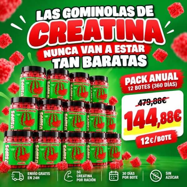 LAS GOMINOLAS DE CREATINA NUNCA HAN ESTADO TAN BARATAS.