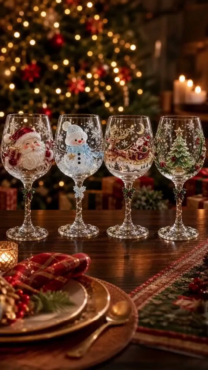 3D-Weihnachtsglas-Kollektion | Hochwertiges Klarglas mit erhabenen Festtagsmotiven, funkelnden Schneeflocken-Akzenten & 6 festlichen Desi