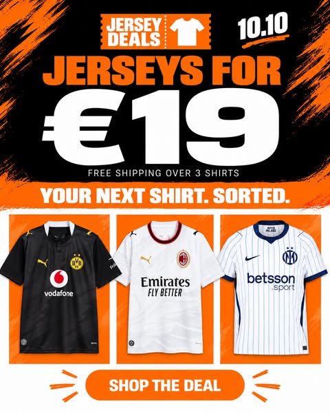 Football Shirts from €19.90 | Jersey Deals