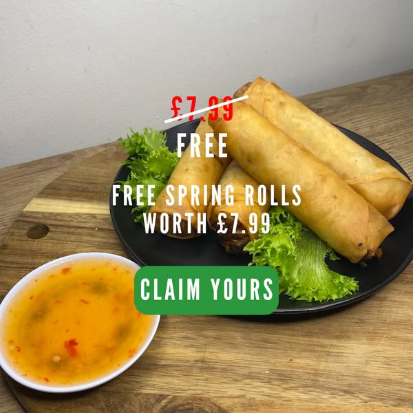 Free spring rolls on your first order worth £7.99