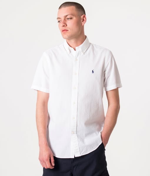 Polo Ralph Lauren Mens Custom Fit Short Sleeve Lightweight Shirt - Colour: 001 White - Size: XL