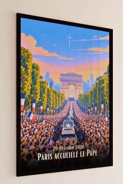 Affiche Paris accueille le souverain pontife