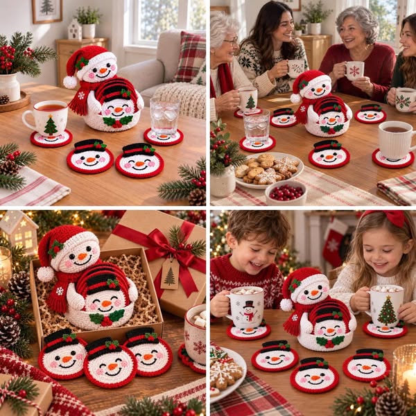 Snowman Coaster Set Pattern (PDF)