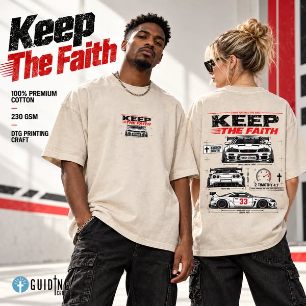 Guiding Cross Christian Washed T-Shirt