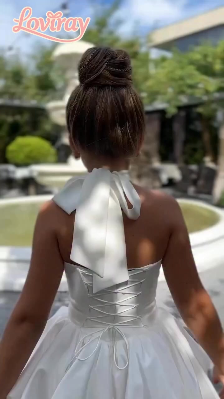 Satin & Mesh Bow Sleeveless Mid-long Dresses