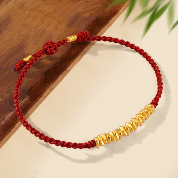 Buddha Stones 999 Gold Small Gold Pieces Design Handmade ProtectionBraided Rope Bracelet