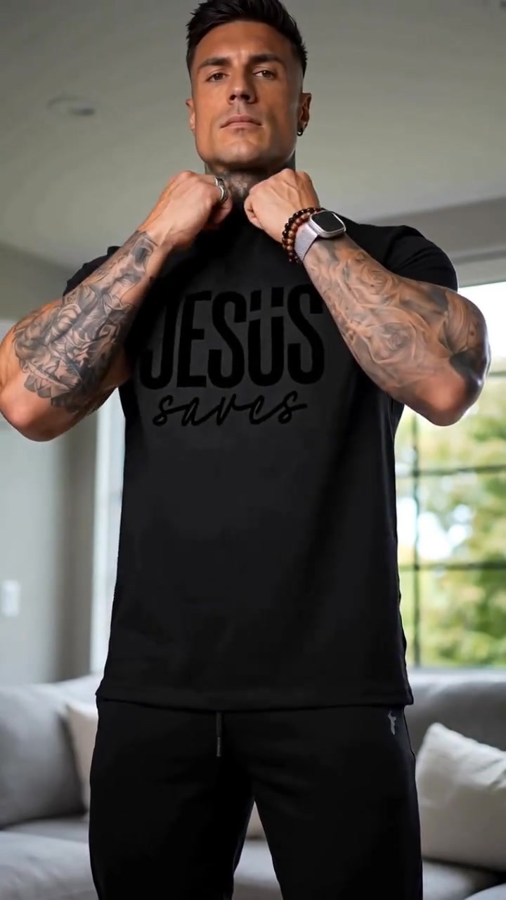 Minimal Religious Slogan Classic Crewneck Casual Short Sleeve Tee