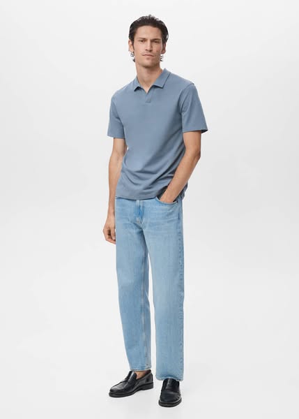 Polo algodão piqué azul-índigo