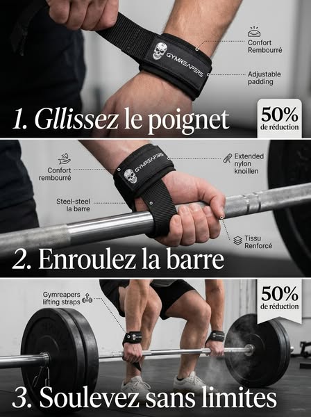 Sangles de musculation rembourrées Premium